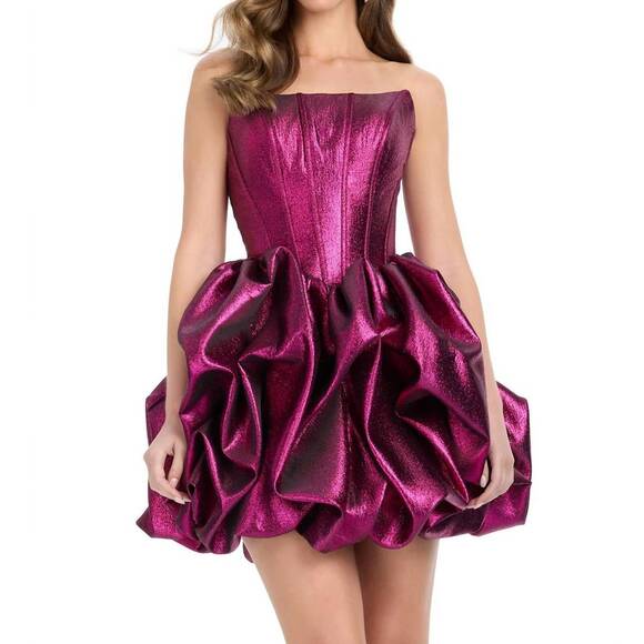 ASHLEYLAUREN Dresses & Skirts - NEW ASHLEYLAUREN metallic brocade ruffle skirt dress in fuchsia